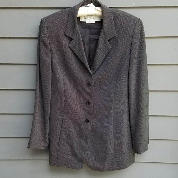 Y2K Garfield & Marks Black/White Pants Suit Shoulder Pads Size 10 - Picture 3 of 16